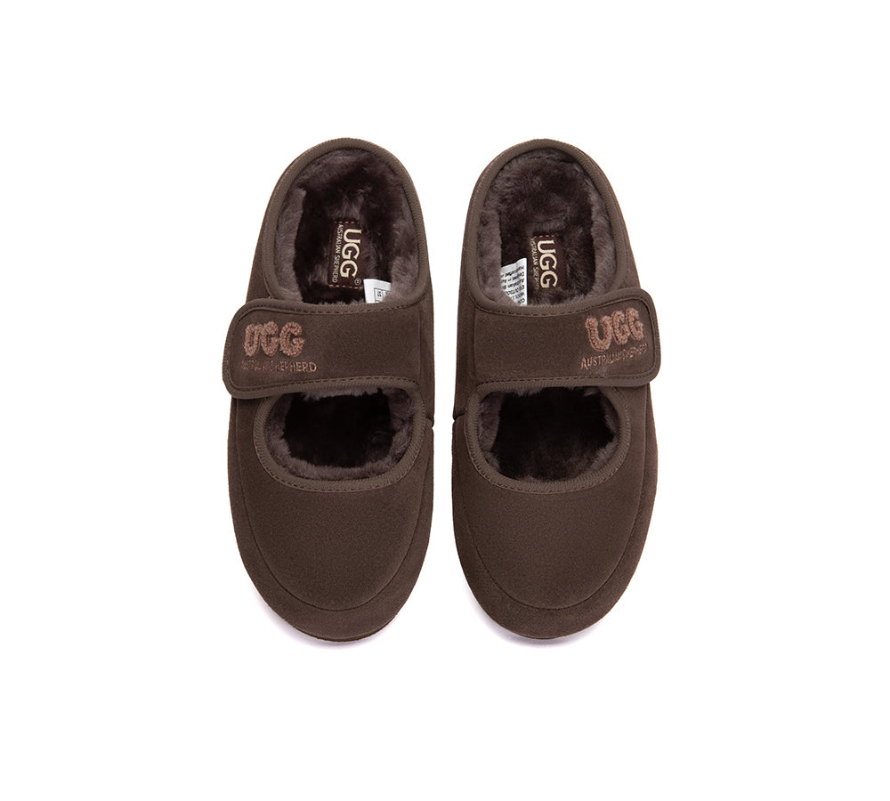 AUSTRALIAN SHEPHERD® UGG Slippers Sheepskin Wool Adjustable Strap Mary Jane Velly