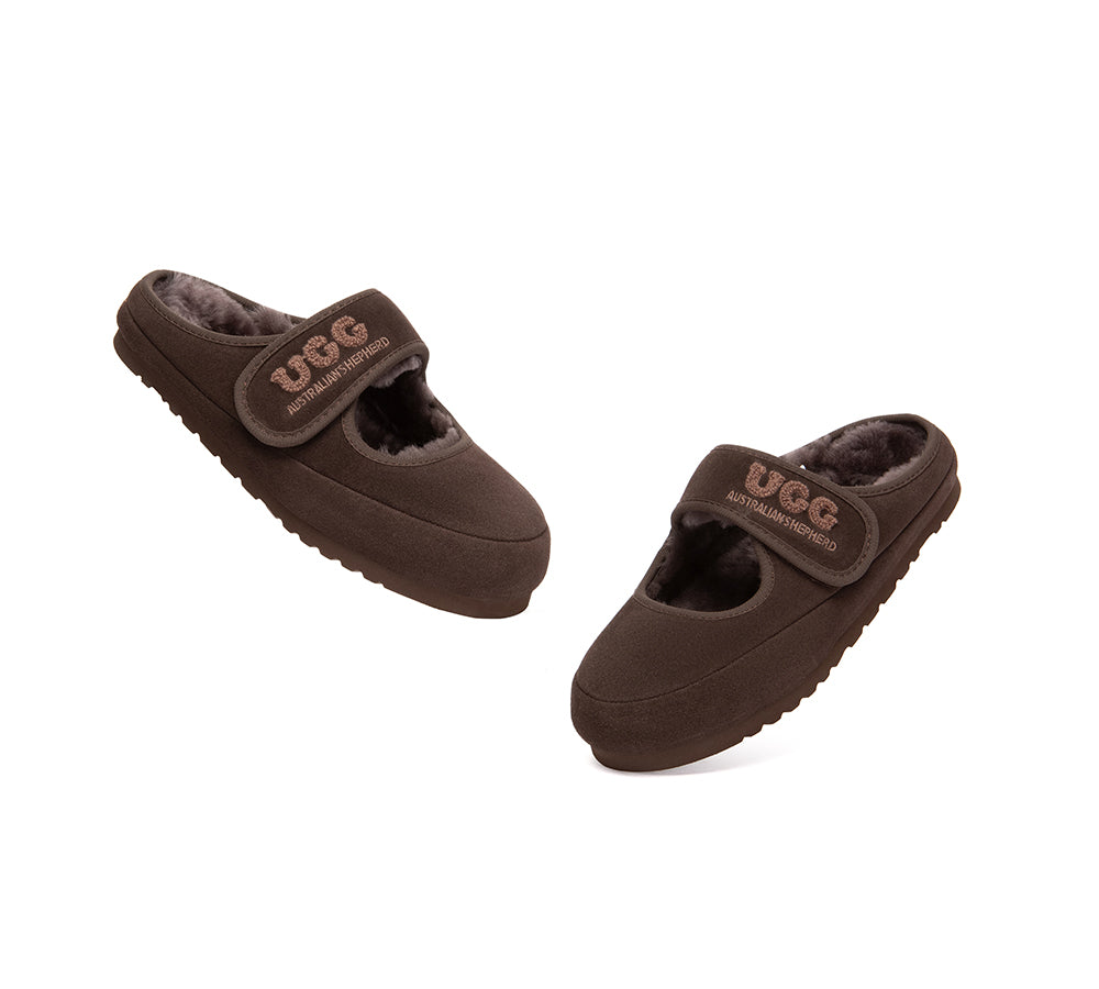AUSTRALIAN SHEPHERD® UGG Slippers Sheepskin Wool Adjustable Strap Mary Jane Velly