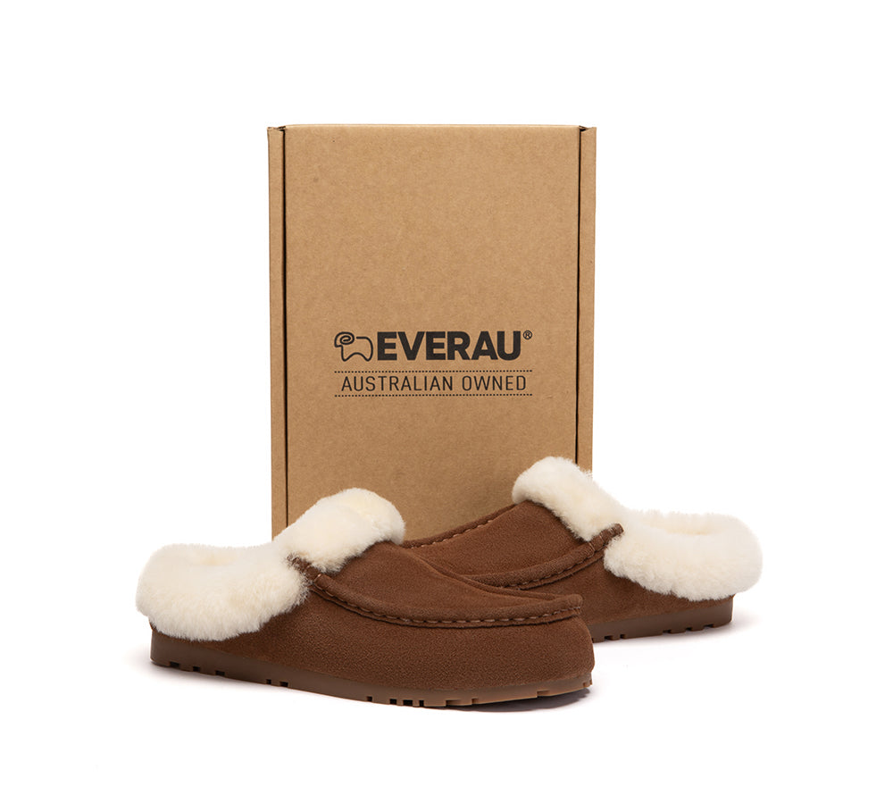 EVERAU® UGG Slippers Sheepskin Wool Ankle Moccasin Creago