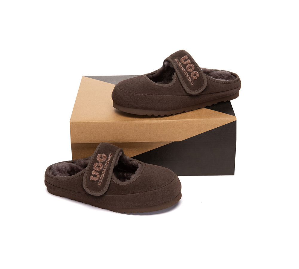 AUSTRALIAN SHEPHERD® UGG Slippers Sheepskin Wool Adjustable Strap Mary Jane Velly