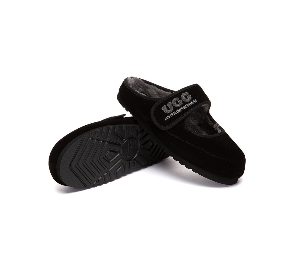 AUSTRALIAN SHEPHERD® UGG Slippers Sheepskin Wool Adjustable Strap Mary Jane Velly