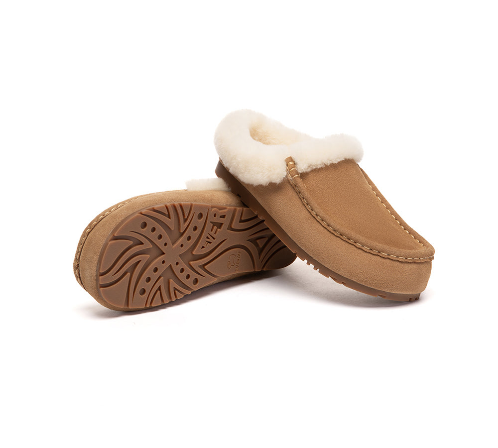 EVERAU® UGG Slippers Sheepskin Wool Ankle Moccasin Creago