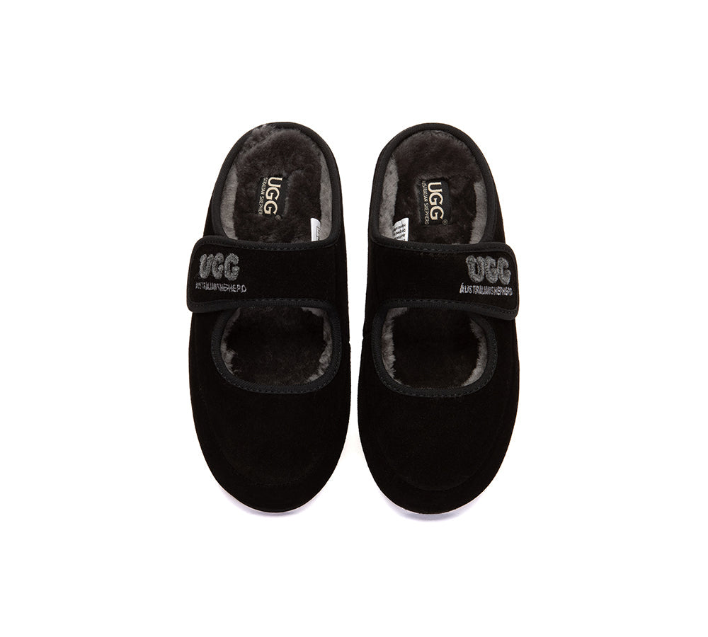 AUSTRALIAN SHEPHERD® UGG Slippers Sheepskin Wool Adjustable Strap Mary Jane Velly