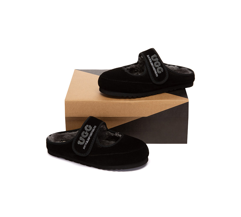 AUSTRALIAN SHEPHERD® UGG Slippers Sheepskin Wool Adjustable Strap Mary Jane Velly