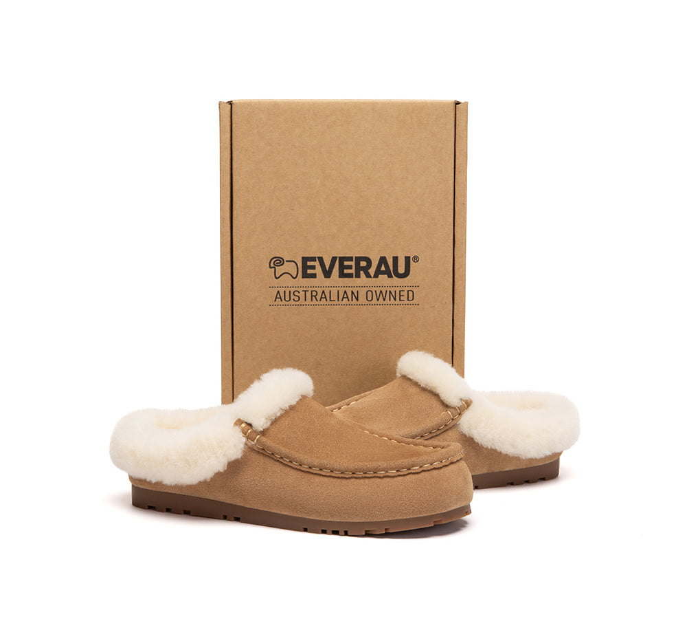 EVERAU® UGG Slippers Sheepskin Wool Ankle Moccasin Creago