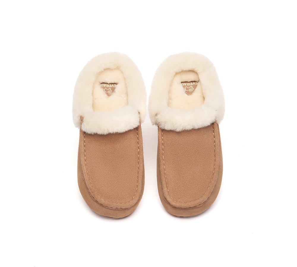 EVERAU® UGG Slippers Sheepskin Wool Ankle Moccasin Creago