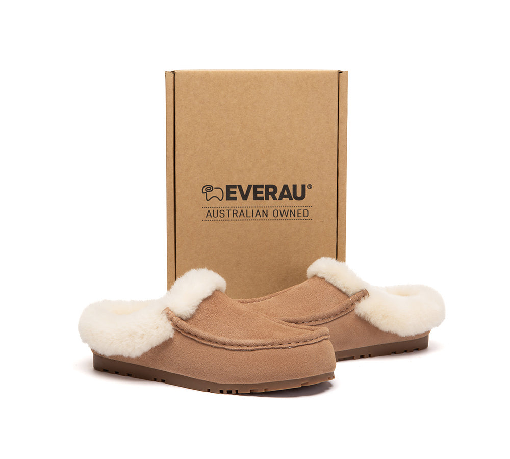 EVERAU® UGG Slippers Sheepskin Wool Ankle Moccasin Creago