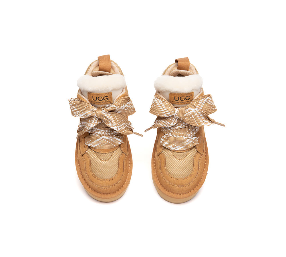 AUSTRALIAN SHEPHERD® UGG Boots Kids Sheepskin Wool Lace Up Platform Sneakers Parkyr