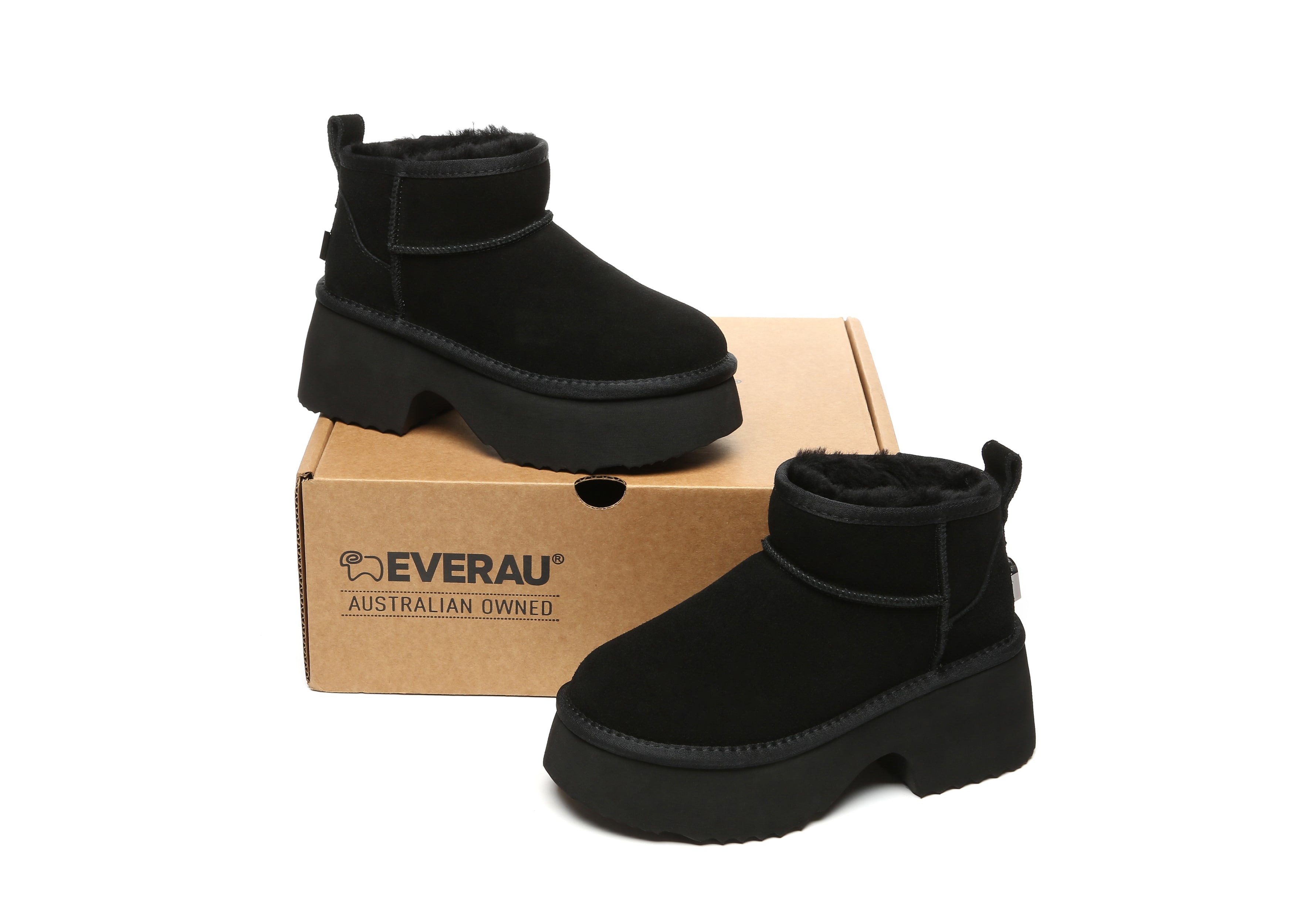 UGG EVERAU® UGG Boots Sheepskin Wool Ankle Chunky Platform Ariel