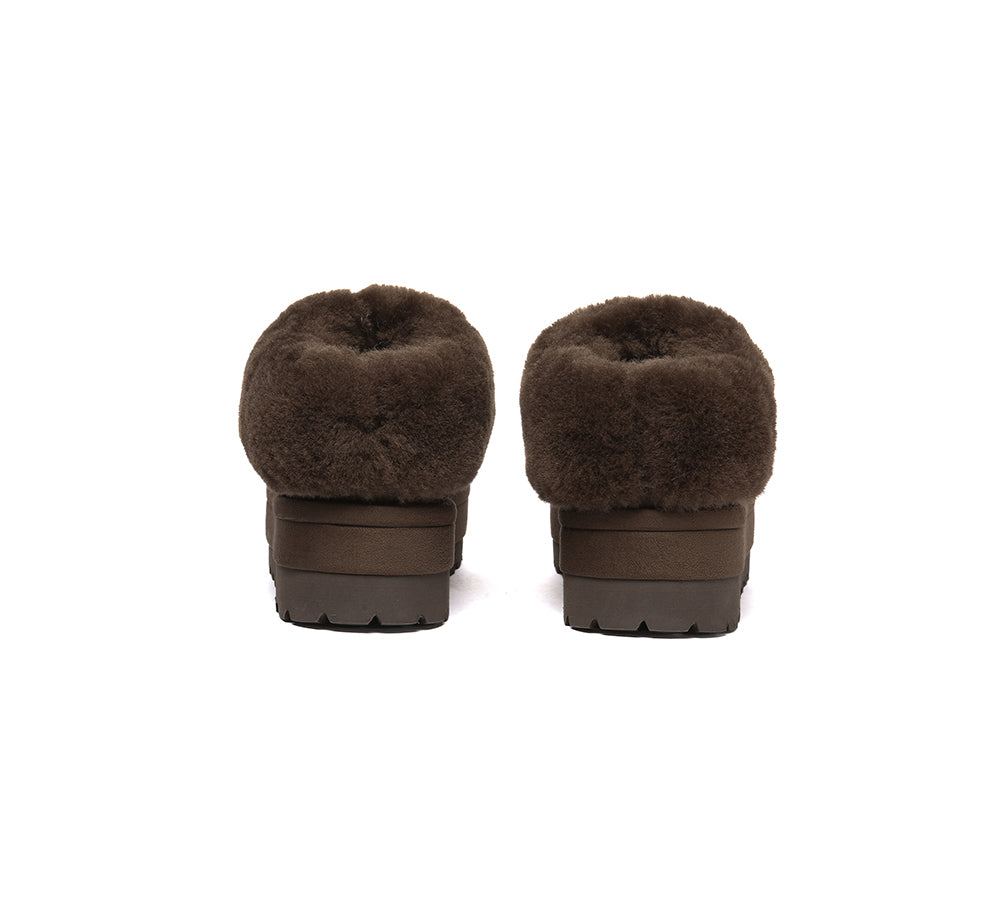 UGG EVERAU® UGG Slippers Women Sheepskin Wool Collar Ankle Platform Ulrika