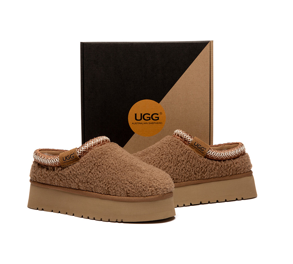 AUSTRALIAN SHEPHERD® UGG Slippers Sheepskin Wool Ankle Platform Tayla