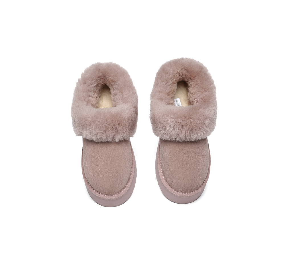 AUSTRALIAN SHEPHERD® UGG Slippers Women Sheepskin Wool Collar Ankle Platform Clarrie