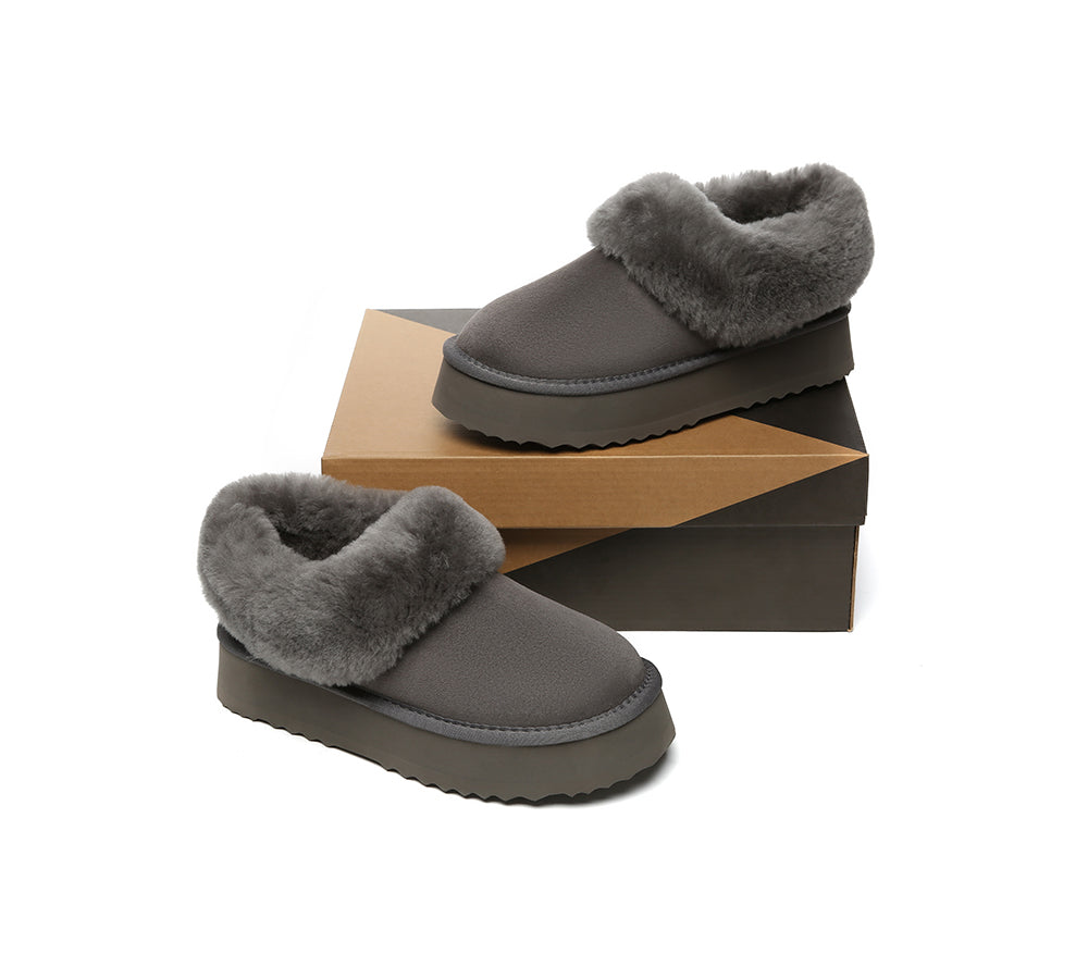 AUSTRALIAN SHEPHERD® UGG Slippers Women Sheepskin Wool Collar Ankle Platform Clarrie