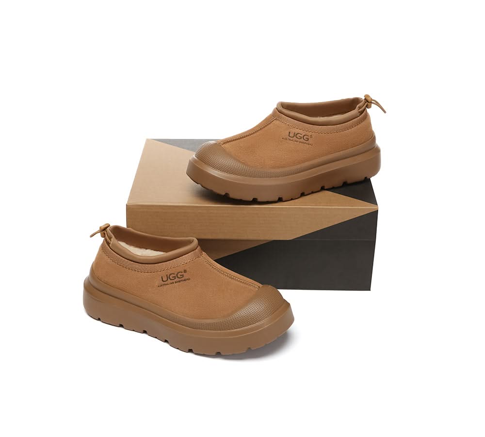 Australian Shepherd® UGG Slippers Men Sheepskin Wool Drawstring Large Size Harlow