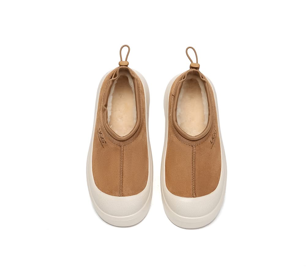 Australian Shepherd® UGG Slippers Men Sheepskin Wool Drawstring Large Size Harlow