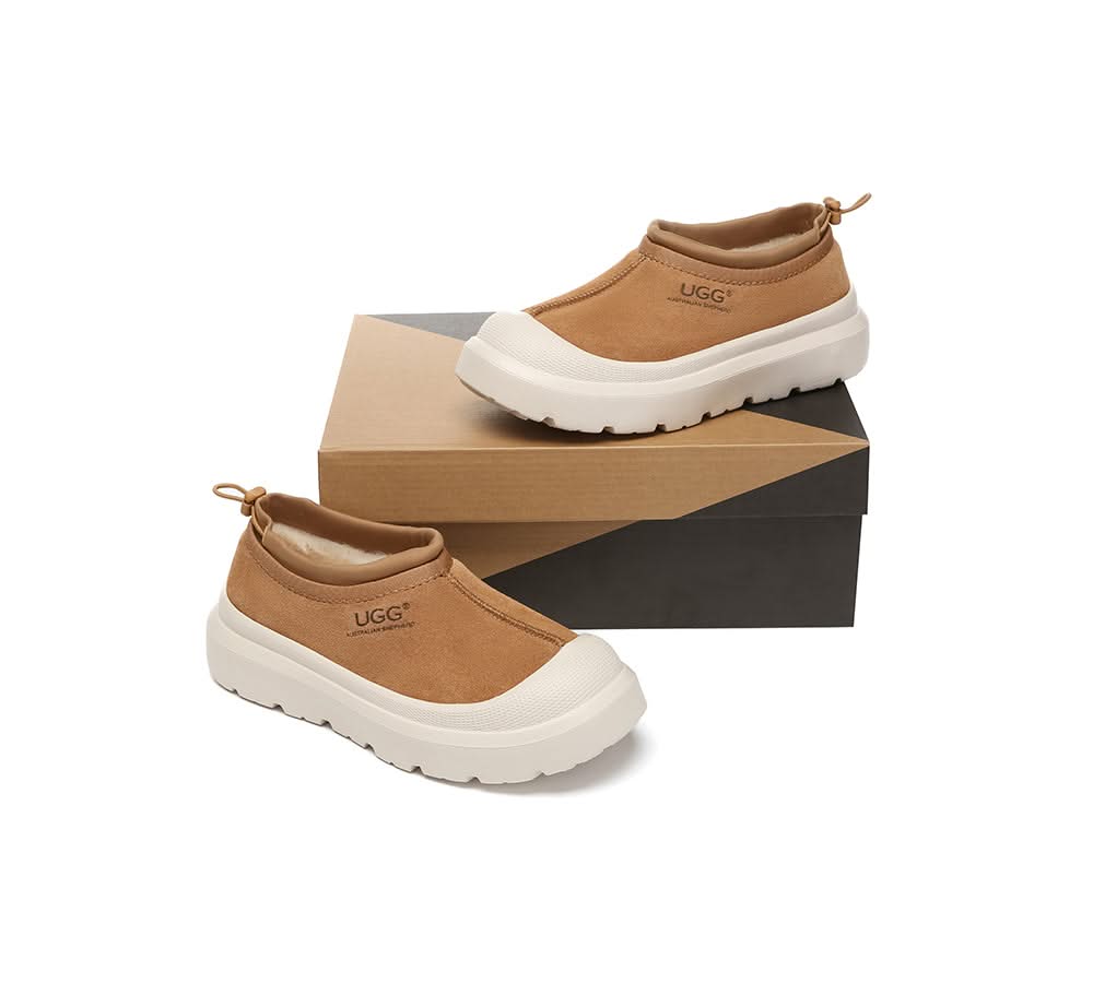 Australian Shepherd® UGG Slippers Men Sheepskin Wool Drawstring Large Size Harlow