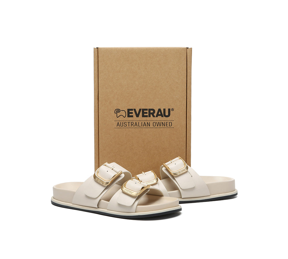 EVERAU® Women Double Adjustable Strap Buckle Flat Sandals Mounish