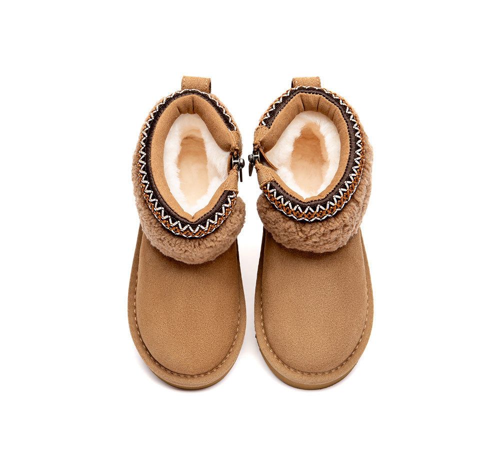 AUSTRALIAN SHEPHERD® UGG Boots Kids Sheepskin Wool Collar Brunel