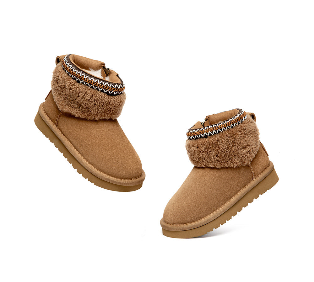 AUSTRALIAN SHEPHERD® UGG Boots Kids Sheepskin Wool Collar Brunel