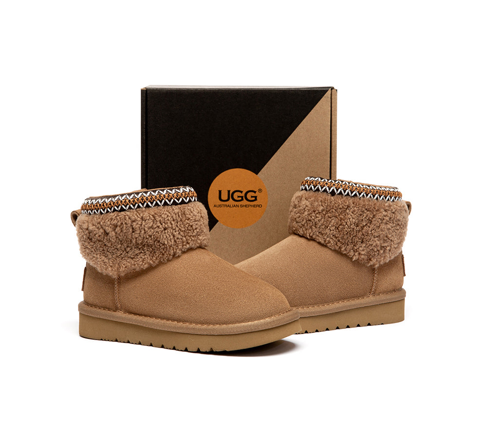 AUSTRALIAN SHEPHERD® UGG Boots Kids Sheepskin Wool Collar Brunel