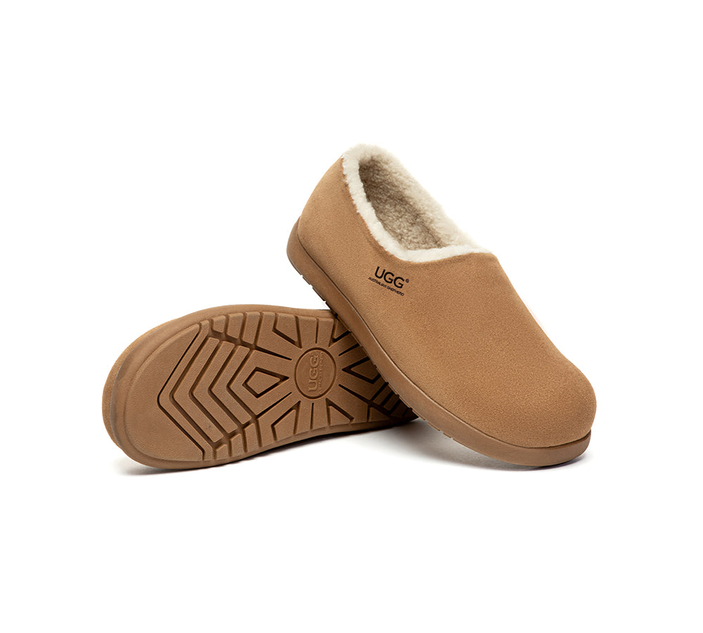 AUSTRALIAN SHEPHERD® UGG Slippers Men Sheepskin Wool Ankle Clog Large Size Brett