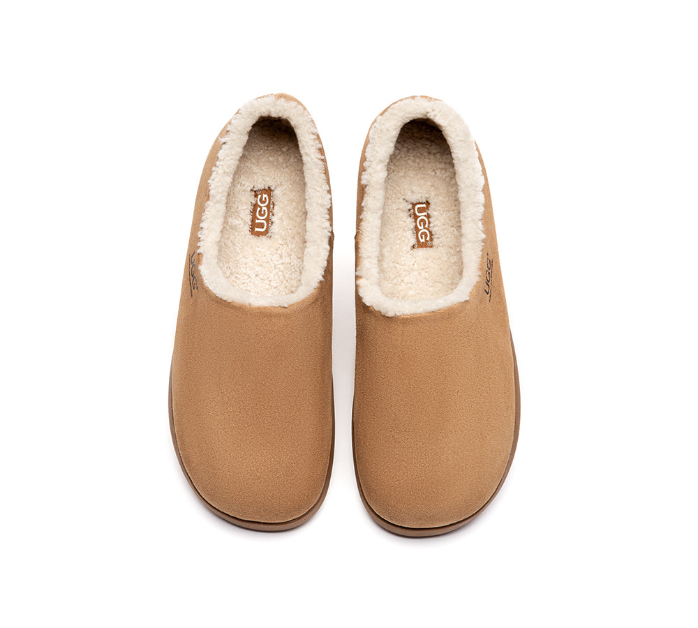 AUSTRALIAN SHEPHERD® UGG Slippers Men Sheepskin Wool Ankle Clog Large Size Brett