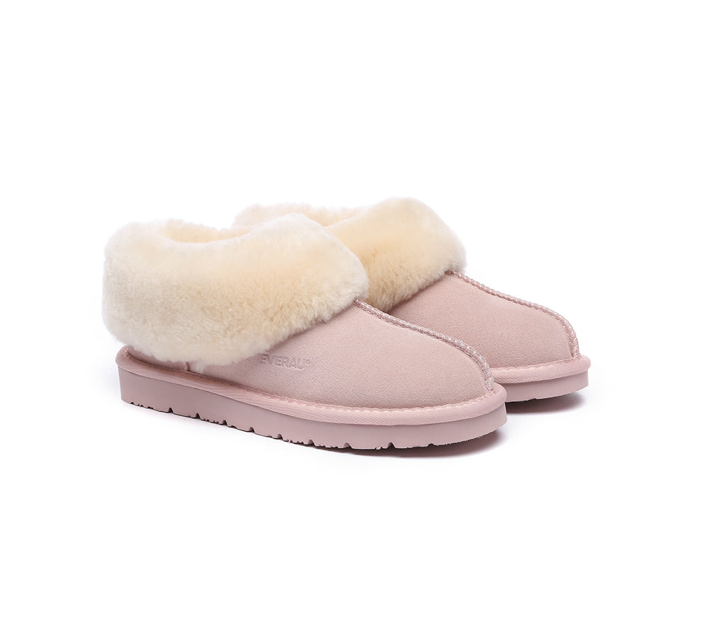 EVERAU® UGG Slippers Sheepskin Wool Suede Ankle Homey