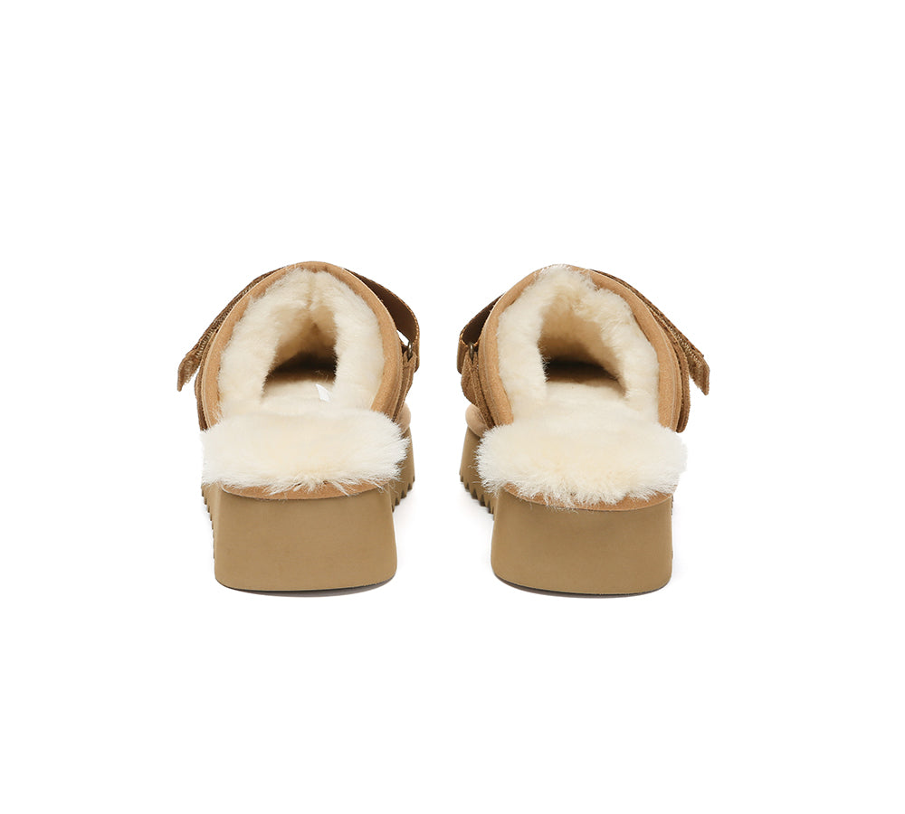 AUSTRALIAN SHEPHERD® UGG Slippers Sheepskin Wool Slingback Platform Cozeln