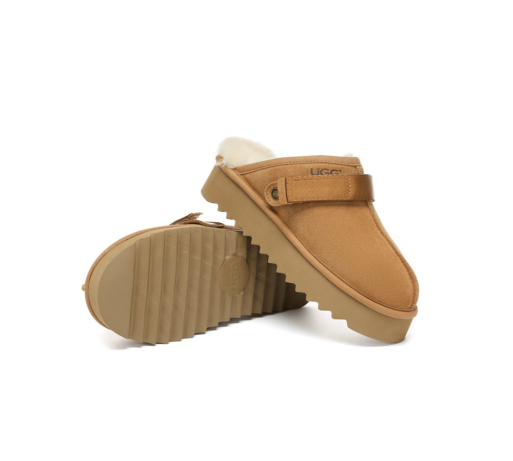 AUSTRALIAN SHEPHERD® UGG Slippers Sheepskin Wool Slingback Platform Cozeln
