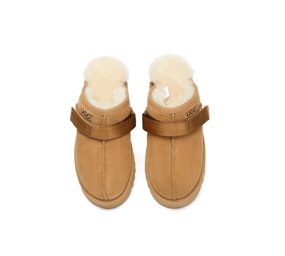 AUSTRALIAN SHEPHERD® UGG Slippers Sheepskin Wool Slingback Platform Cozeln