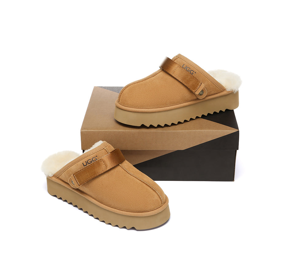 AUSTRALIAN SHEPHERD® UGG Slippers Sheepskin Wool Slingback Platform Cozeln