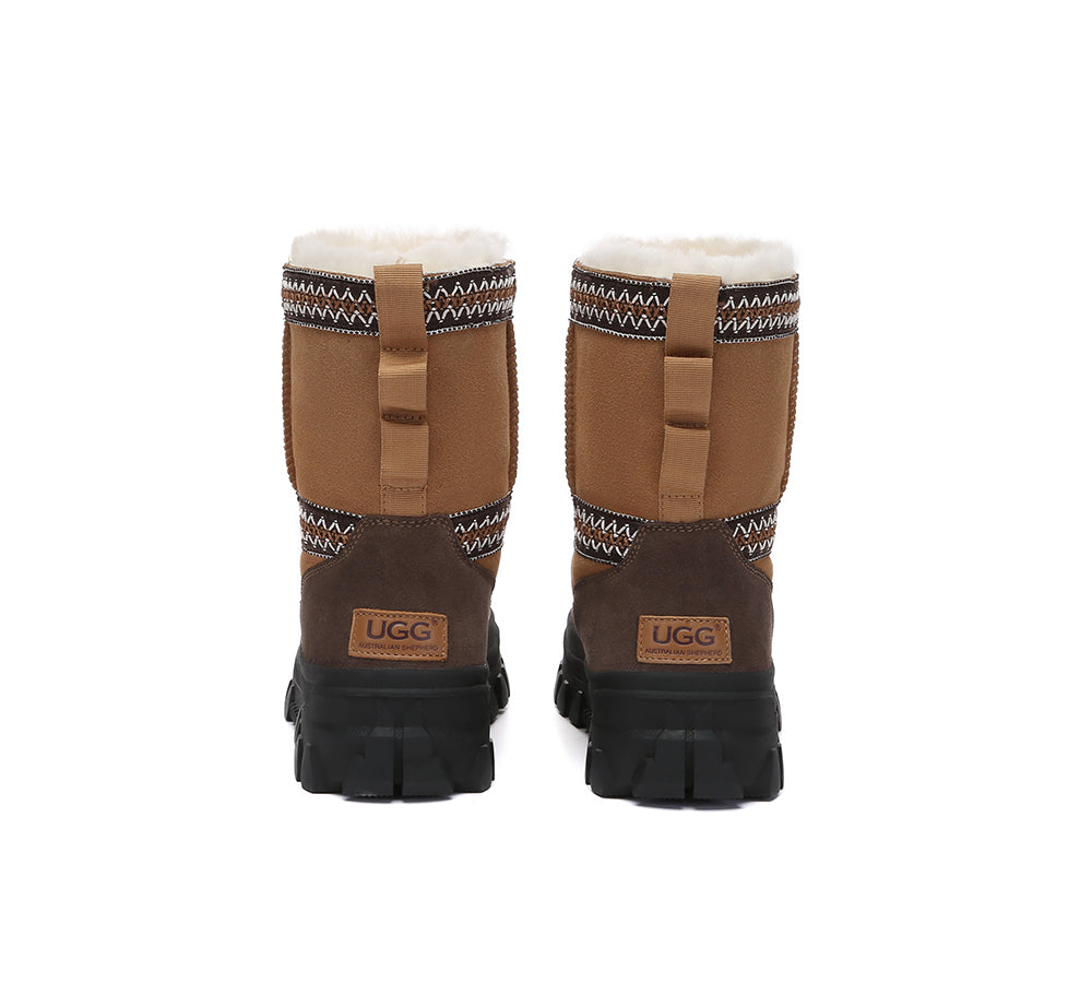 AUSTRALIAN SHEPHERD® UGG Boots Sheepskin Wool Mid Calf Chunky Platform Glacelle