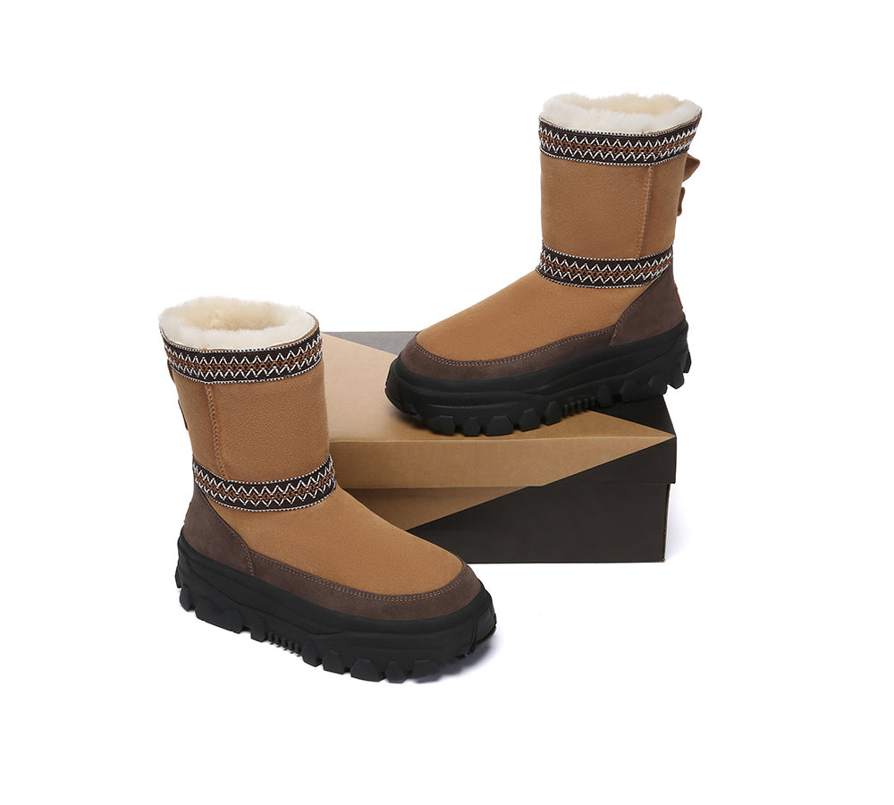 AUSTRALIAN SHEPHERD® UGG Boots Sheepskin Wool Mid Calf Chunky Platform Glacelle