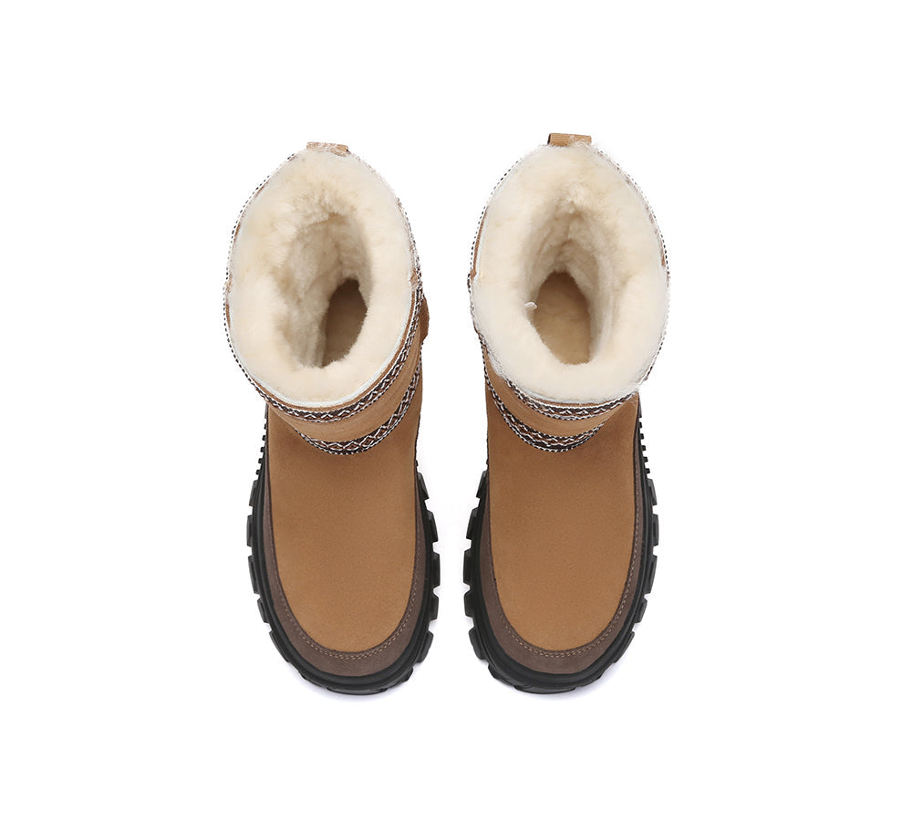 AUSTRALIAN SHEPHERD® UGG Boots Sheepskin Wool Mid Calf Chunky Platform Glacelle