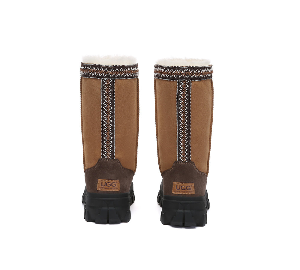 AUSTRALIAN SHEPHERD® UGG Boots Sheepskin Wool Chunky Platform Tall Glacelle