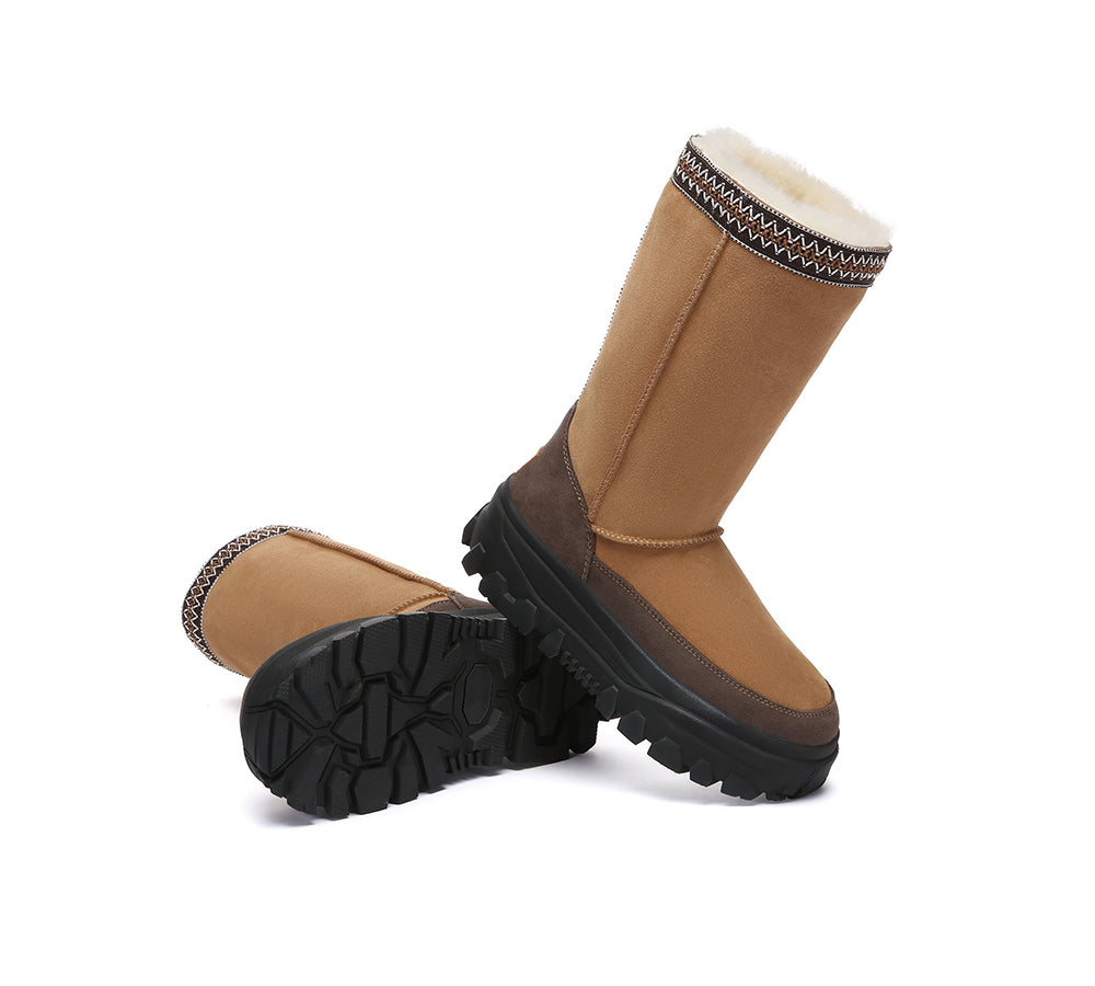 AUSTRALIAN SHEPHERD® UGG Boots Sheepskin Wool Chunky Platform Tall Glacelle