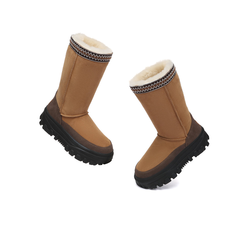 AUSTRALIAN SHEPHERD® UGG Boots Sheepskin Wool Chunky Platform Tall Glacelle