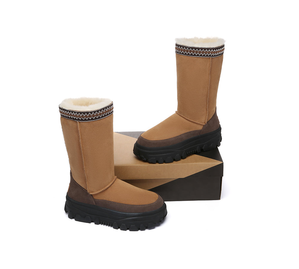 AUSTRALIAN SHEPHERD® UGG Boots Sheepskin Wool Chunky Platform Tall Glacelle