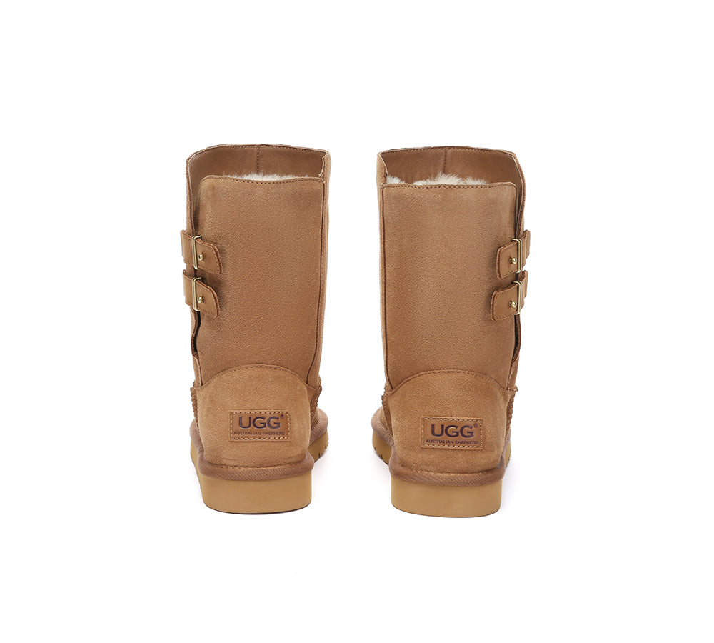 AUSTRALIAN SHEPHERD® UGG Boots Sheepskin Wool Buckle Mid Calf Winza
