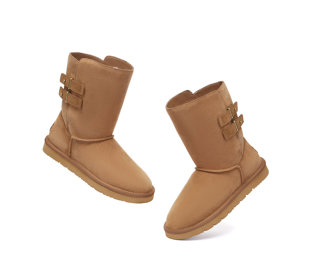 AUSTRALIAN SHEPHERD® UGG Boots Sheepskin Wool Buckle Mid Calf Winza