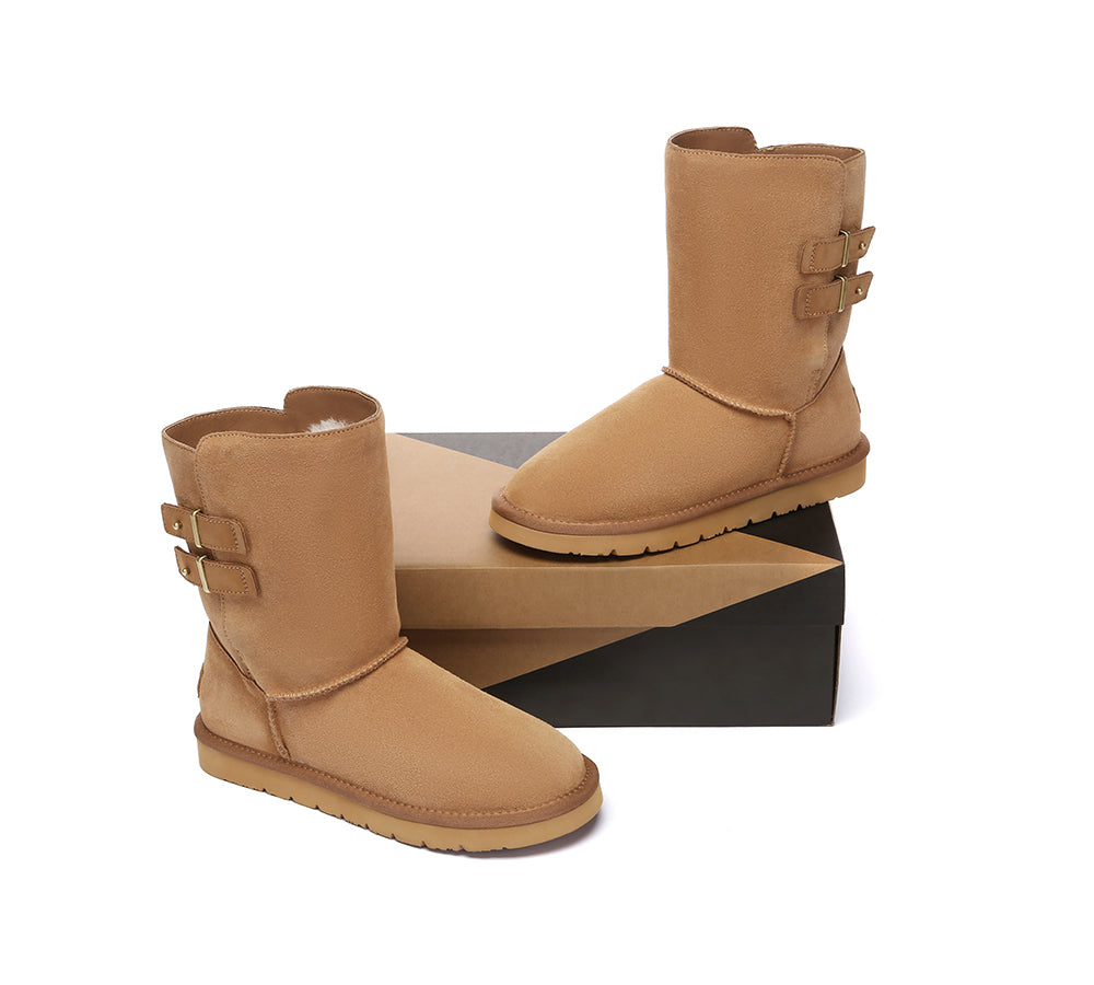AUSTRALIAN SHEPHERD® UGG Boots Sheepskin Wool Buckle Mid Calf Winza