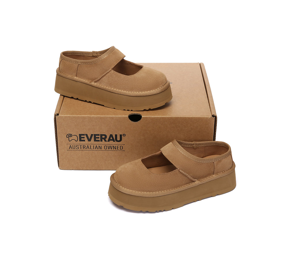 EVERAU® Women Leather Mary Jane Platform Sandals Moana