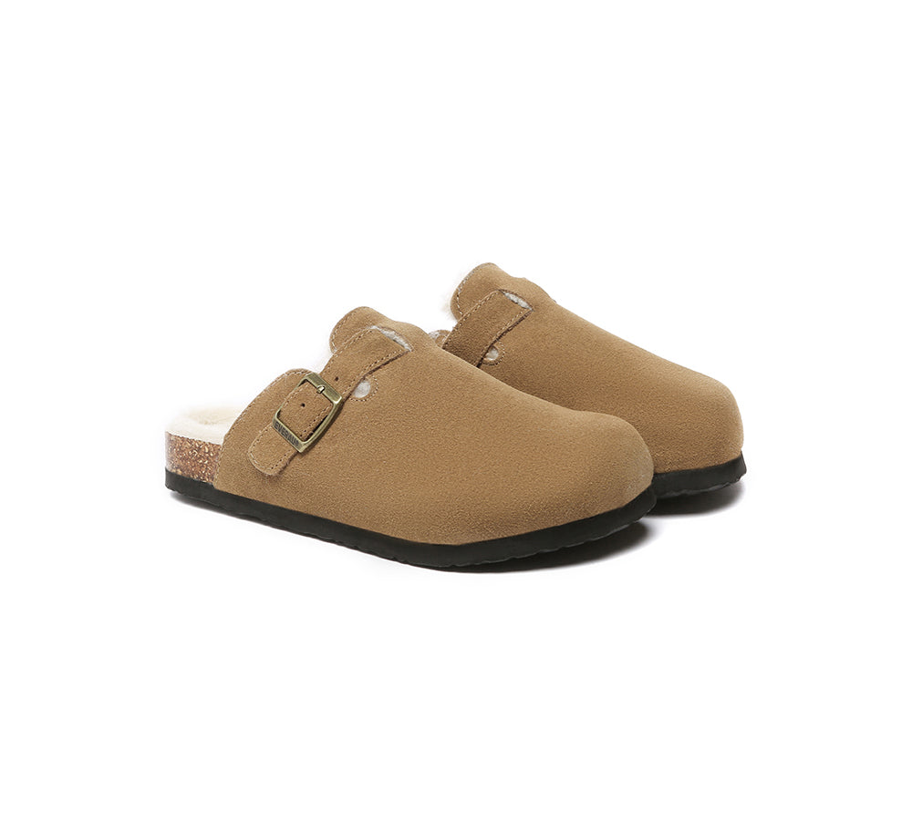 EVERAU® Adjustable Buckled Straps Slip-on Suede Flat Clog Slides Malka