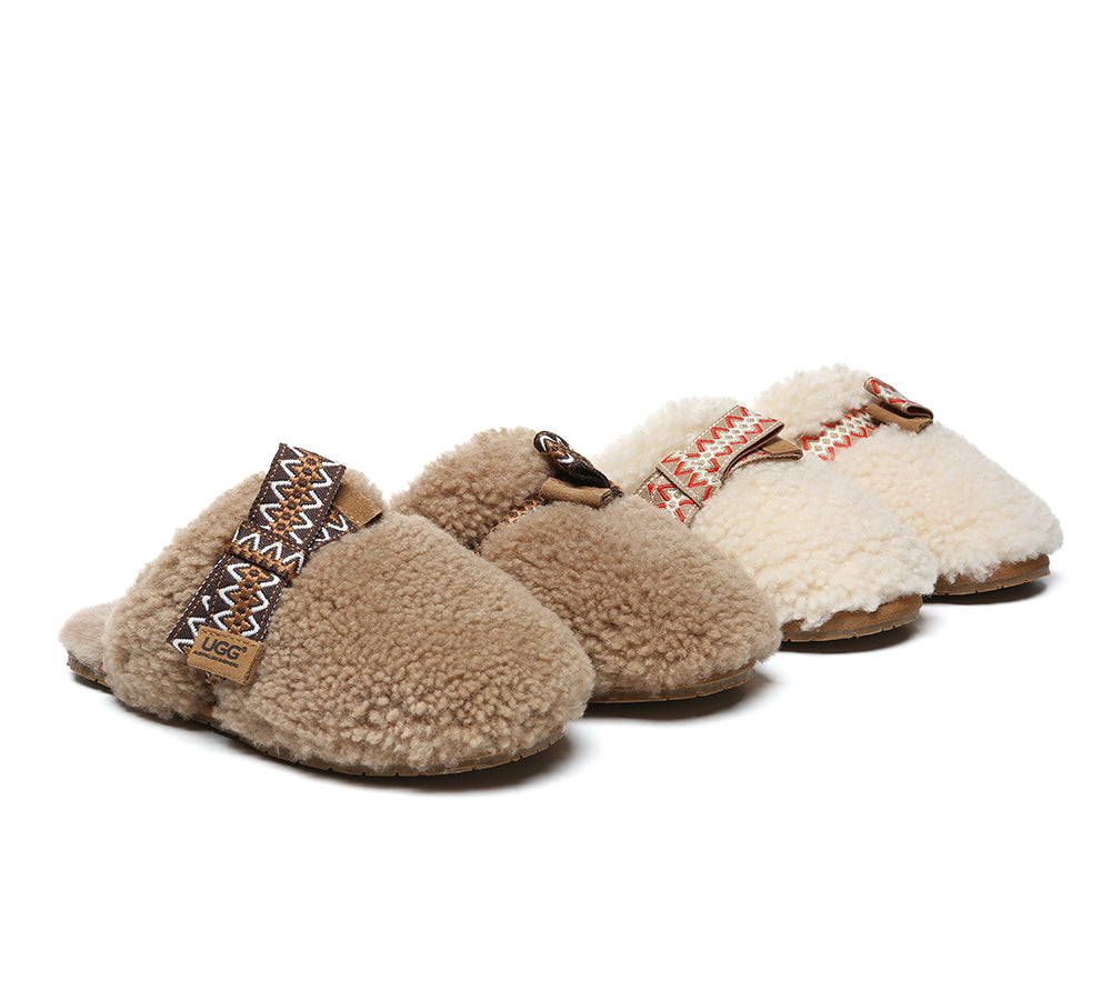 AUSTRALIAN SHEPHERD® UGG Slippers Women Sheepskin Wool Bow Cecil