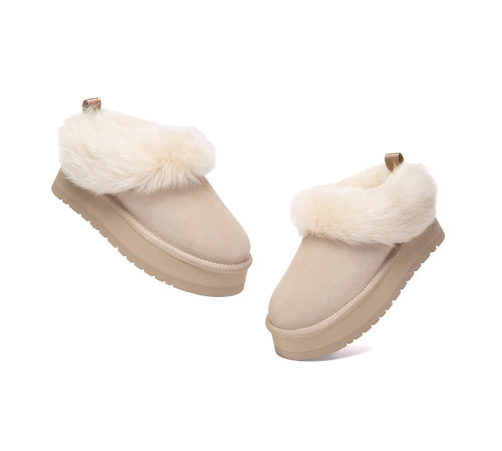AUSTRALIAN SHEPHERD® UGG Slippers Sheepskin Wool Collar Ankle Platform Mianee UGG AUSTRALIAN SHEPHERD