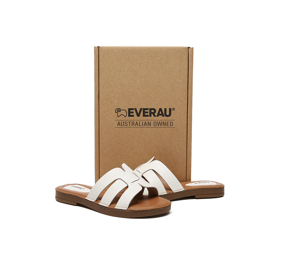 EVERAU® Women Leather Ultra Soft Flat Slides