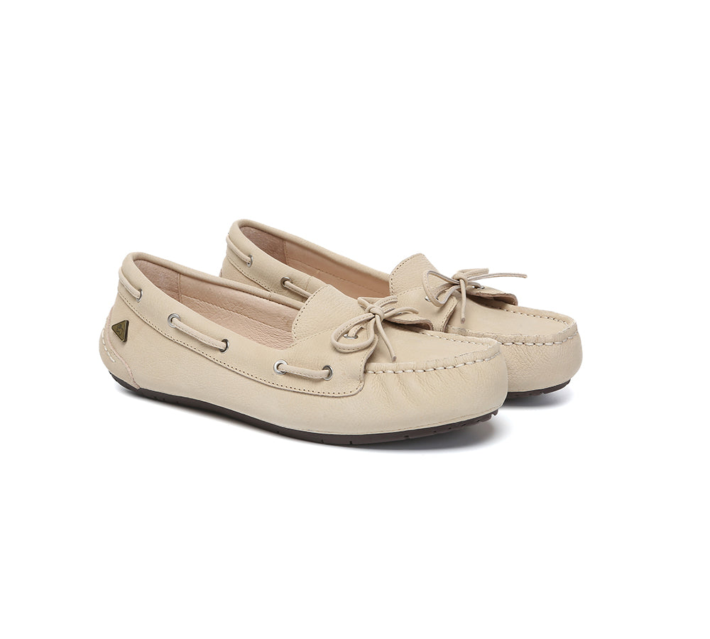 EVERAU® Women Leather Bow Casual Loafers Summer Moccasins Monty