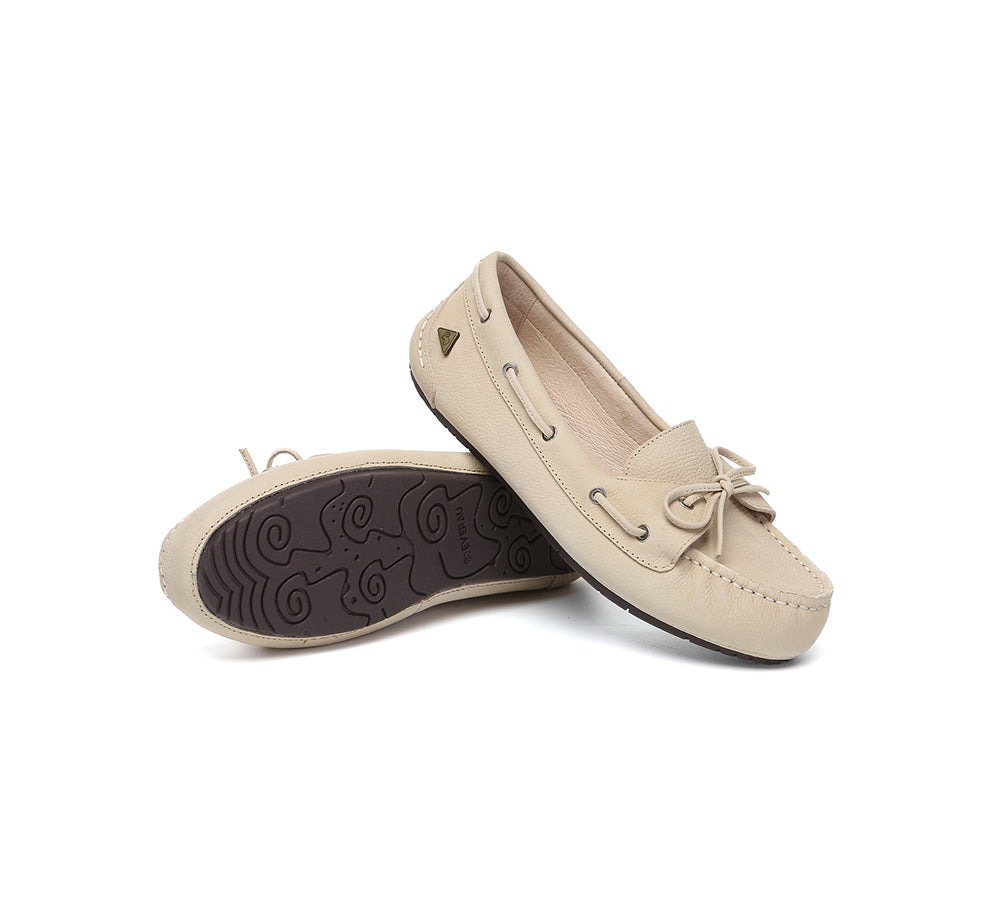 EVERAU® Women Leather Bow Casual Loafers Summer Moccasins Monty