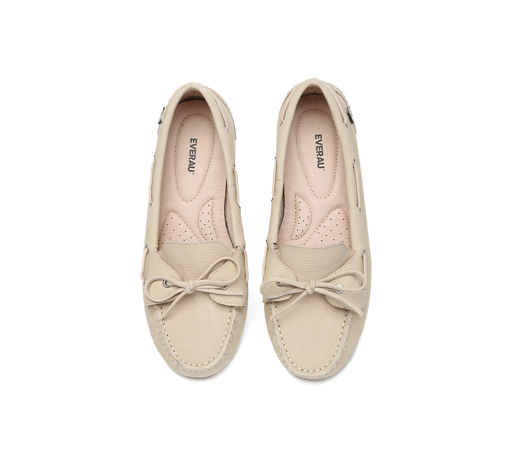 EVERAU® Women Leather Bow Casual Loafers Summer Moccasins Monty