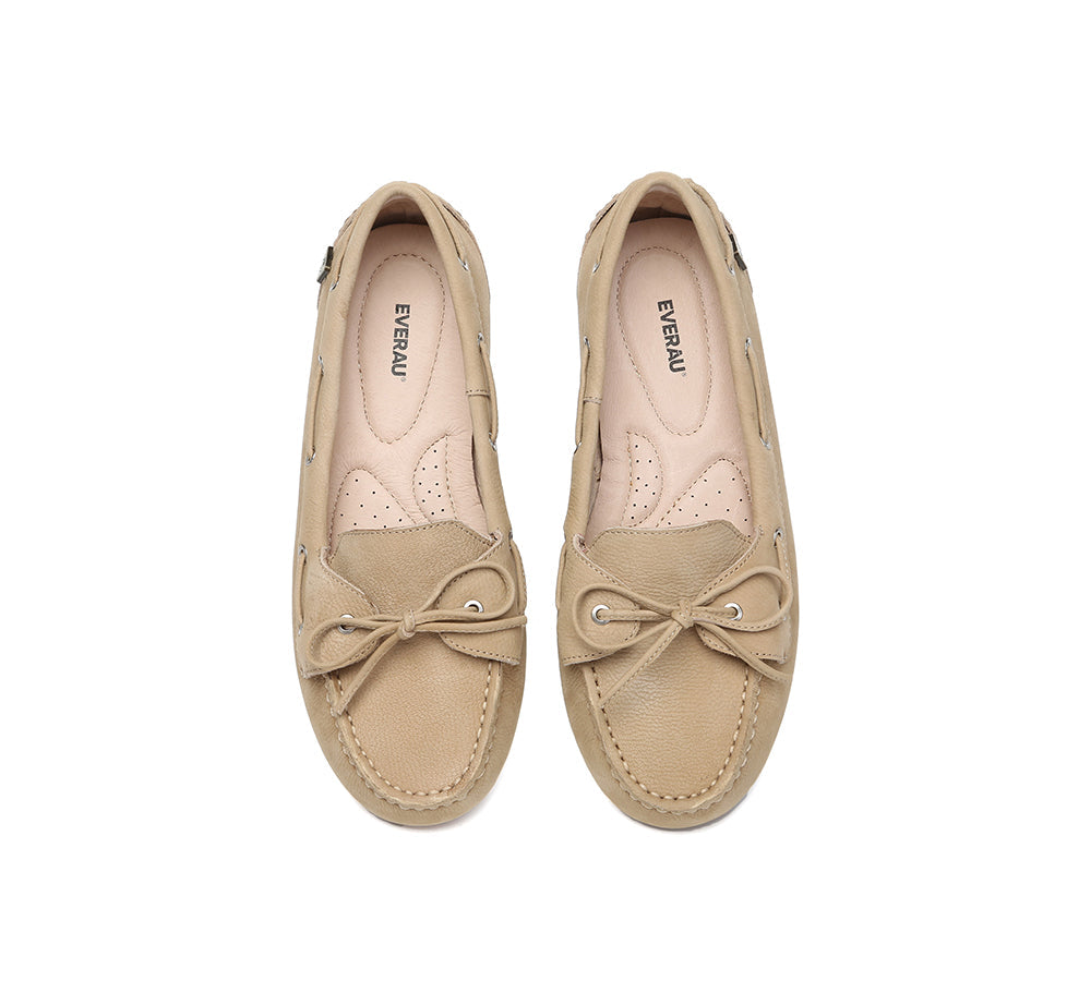 EVERAU® Women Leather Bow Casual Loafers Summer Moccasins Monty